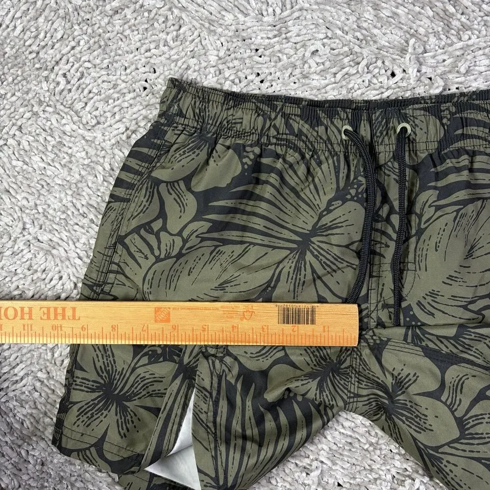Sundek Swim Trunks Mens Medium Floral Green Lined Summer Beach Drawstring Surf